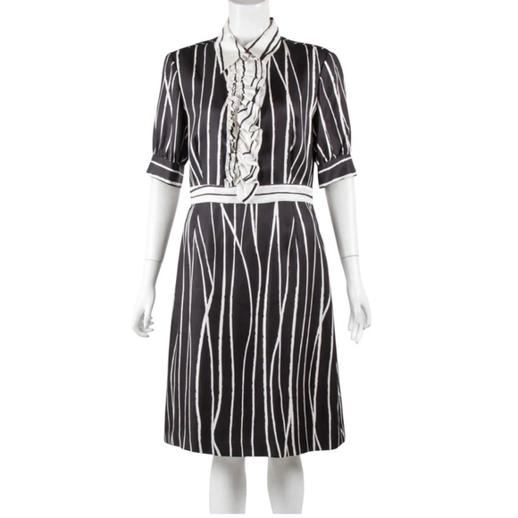 Tory Burch Black and Cream Striped Dress - Phoenix Style - Picture 2 of 9